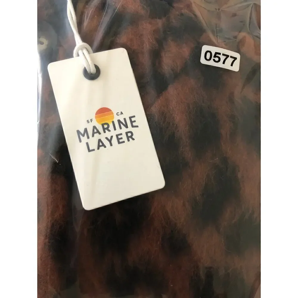 Marine Layer Stephanie Coat Cocoon Wool Blend Cheetah Fuzzy Teddy Jacket NWT M - Picture 10 of 10